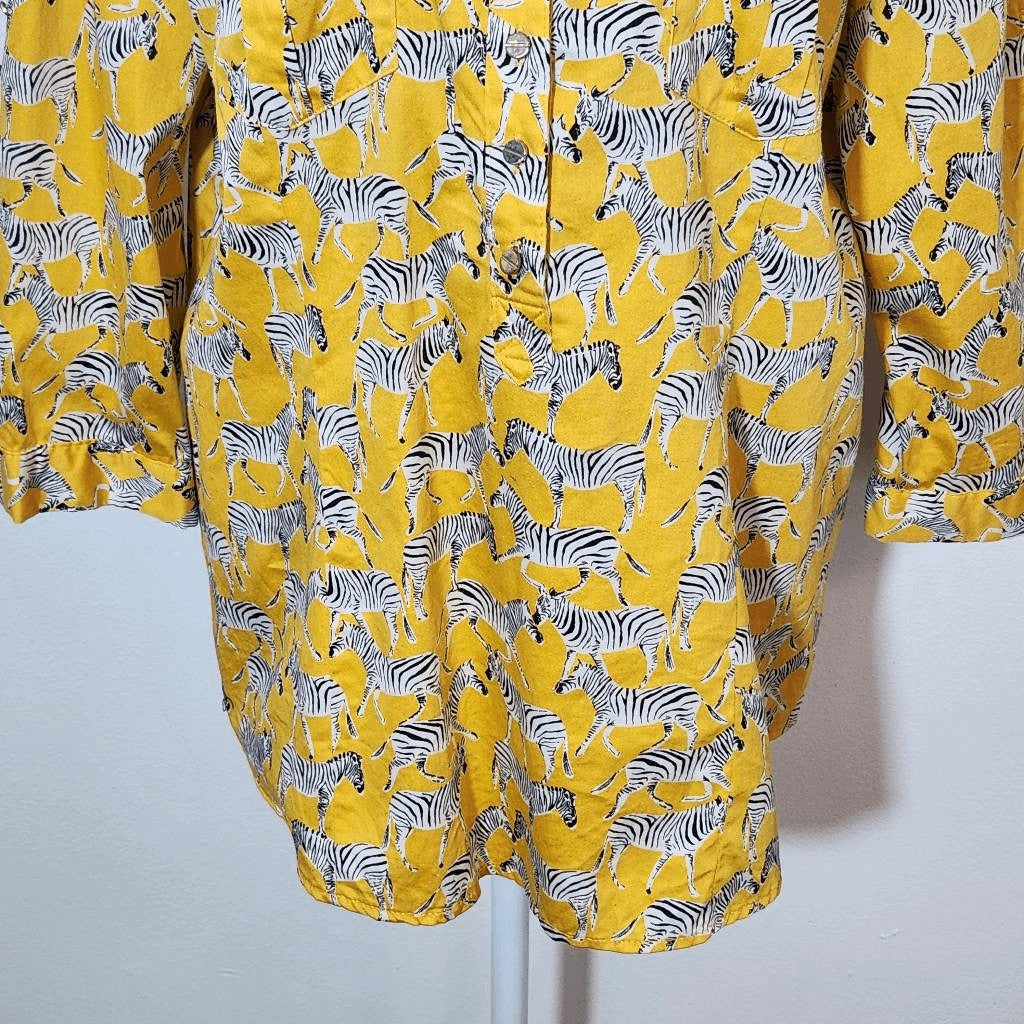 7th Avenue New York & Company Yellow Zebra Shirt Size XL Yellow Zebra Top