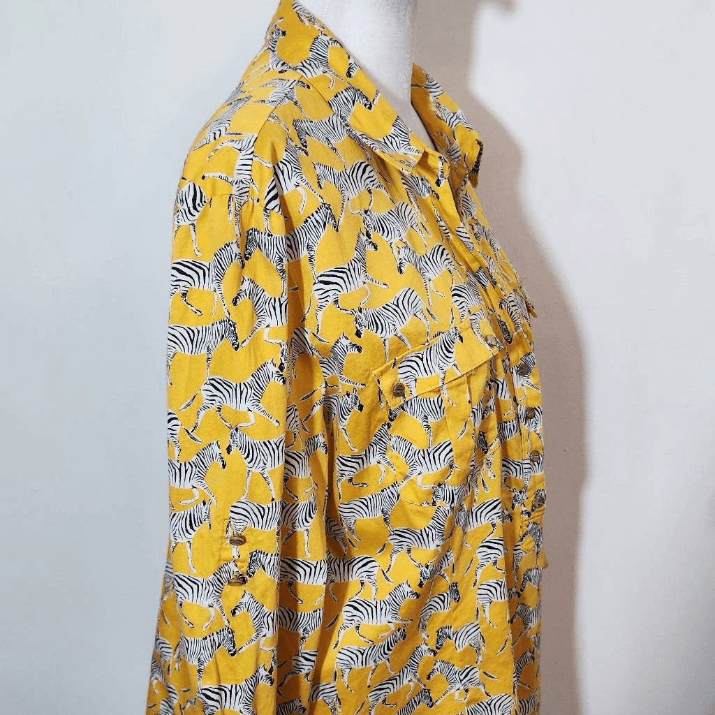 7th Avenue New York & Company Yellow Zebra Shirt Size XL Yellow Zebra Top