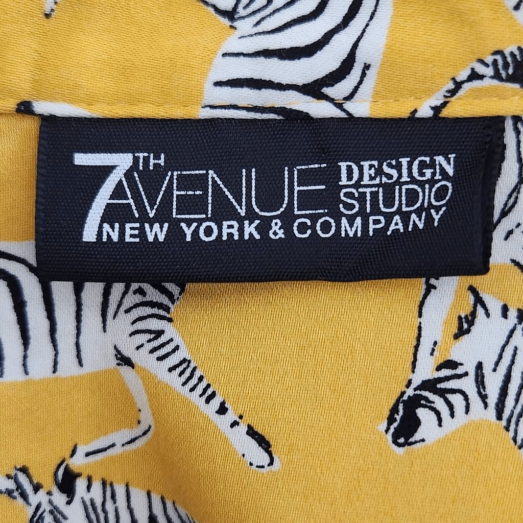 7th Avenue New York & Company Yellow Zebra Shirt Size XL Yellow Zebra Top