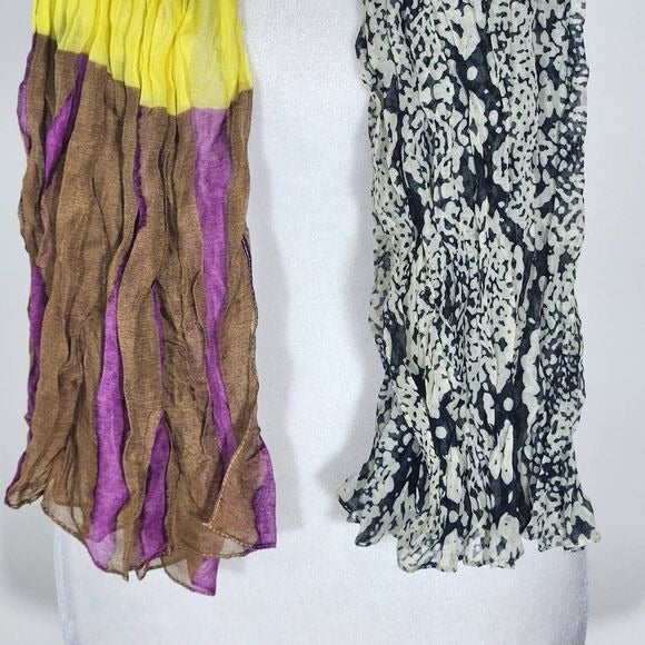 Black and Cream Snakeskin Print Boho Scarf Lightweight Snakeskin Crinkle Scarf