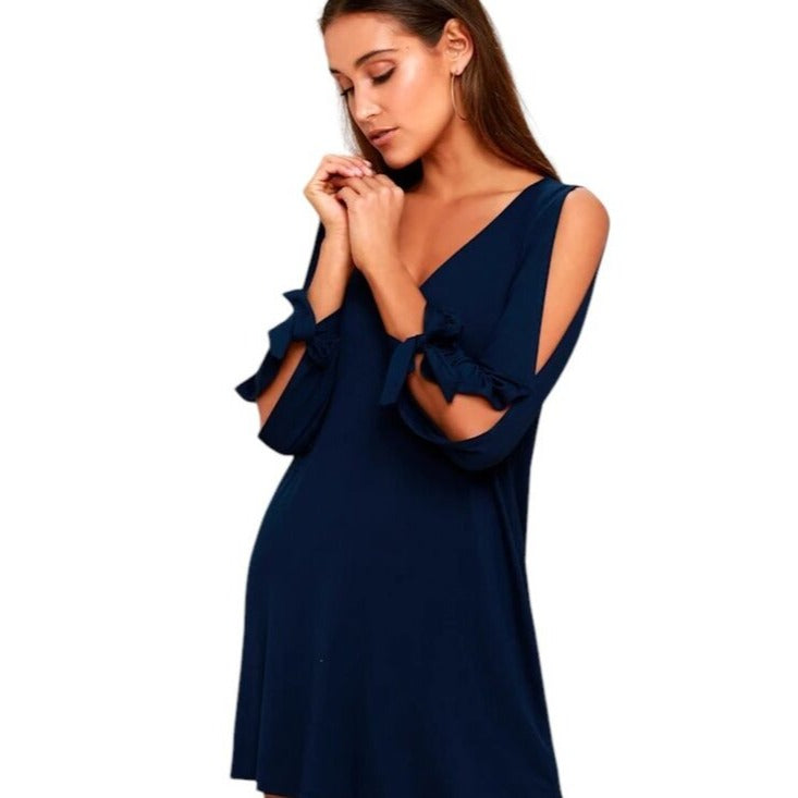 Lulus Navy Blue Shift Dress with Shoulder and Arm Cutouts Size XL NWT