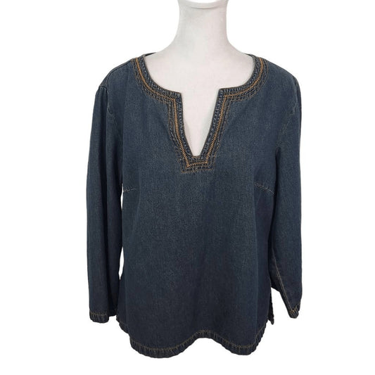 Newport News Denim Shirt Size 12 Vintage Jean Shirt Newport News Denim Top