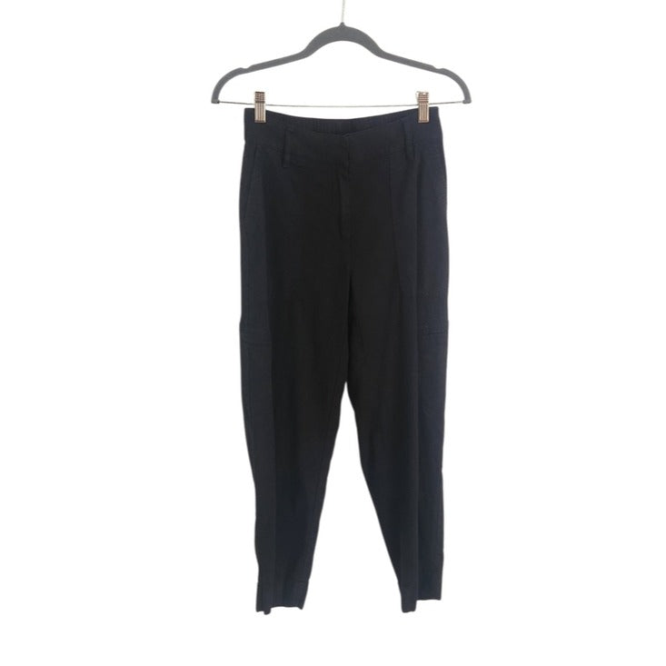 Rachel Zoe Black Linen Blend Cropped Cargo Pants Size 2