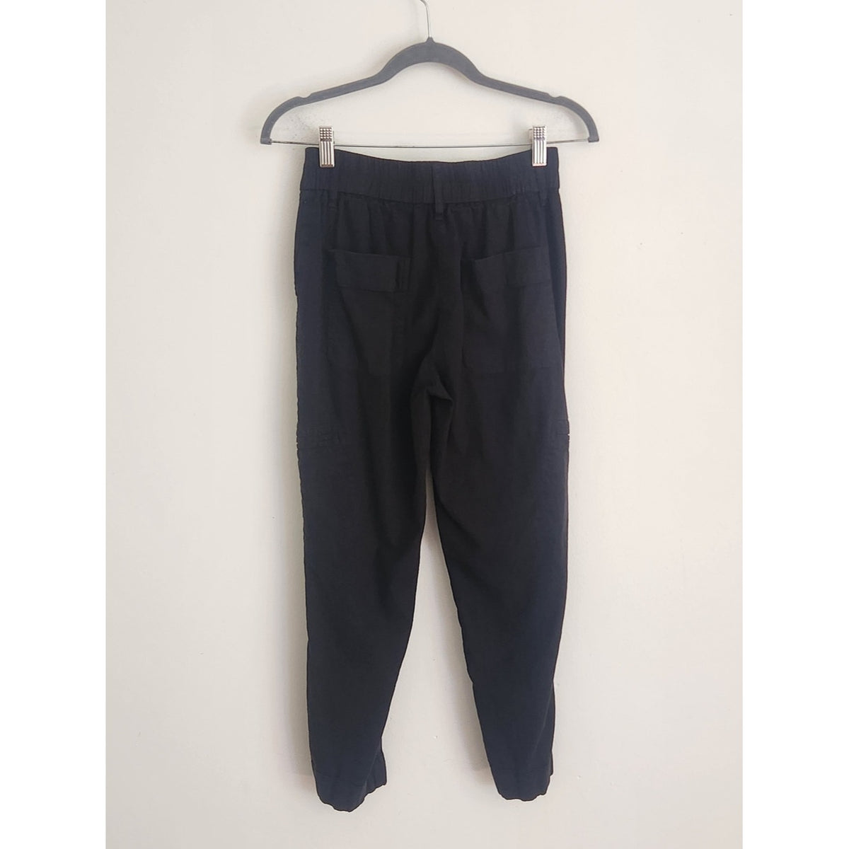 Rachel Zoe Black Linen Blend Cropped Cargo Pants Size 2
