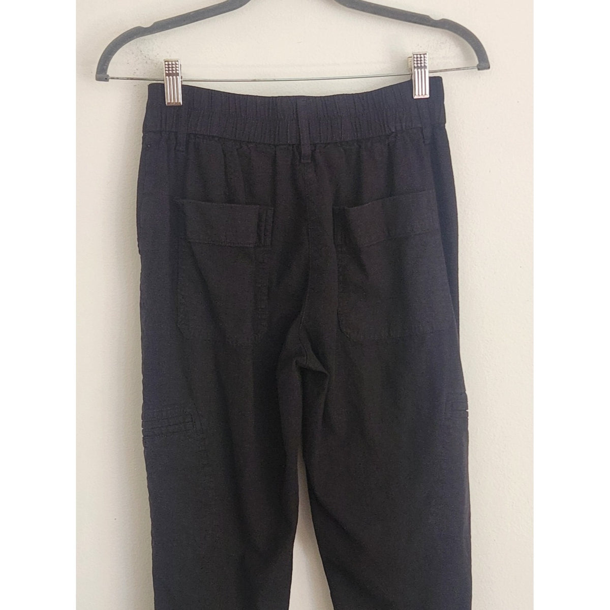 Rachel Zoe Black Linen Blend Cropped Cargo Pants Size 2