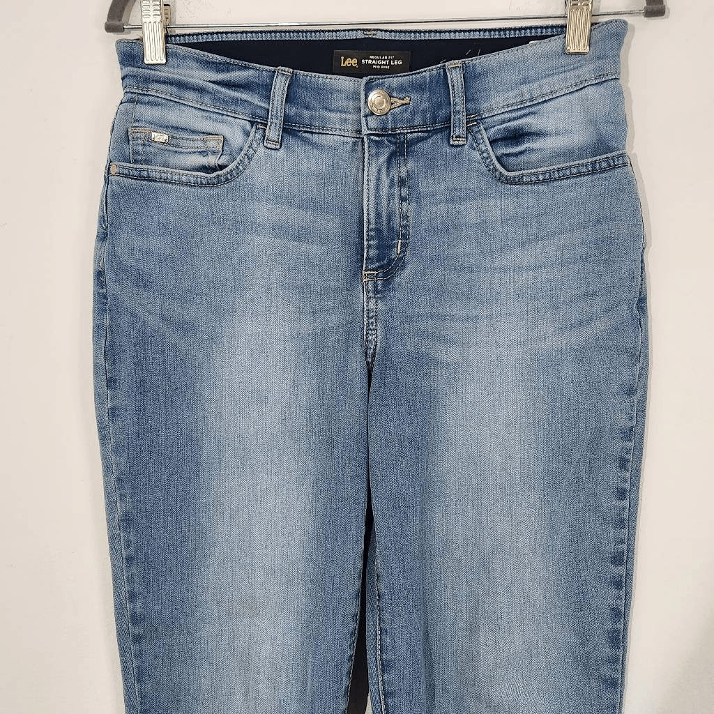 Lee Regular Fit Mid-Rise Straight Leg Jeans Size 6 Short Lee Button-Fly Denim