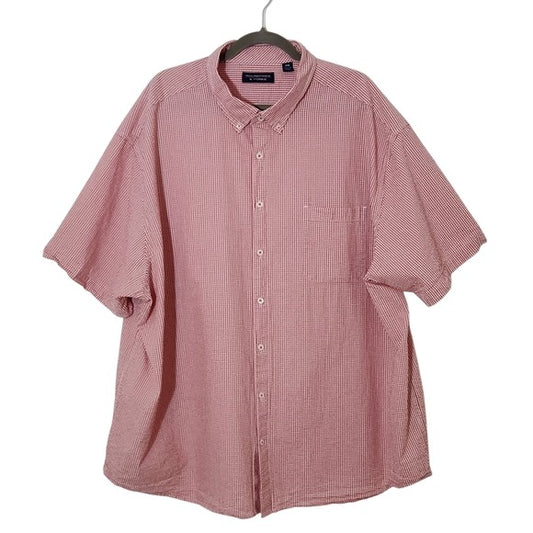 Roundtree & Yorke Men's Red Checkered Shirt Size 4XB Red Seersucker Shirt