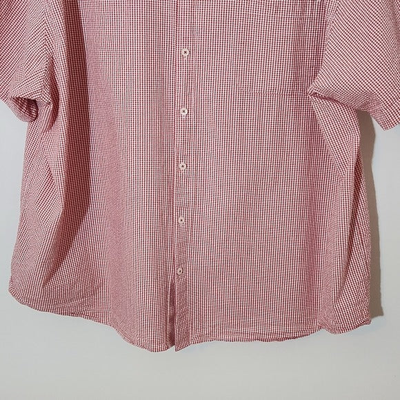 Roundtree & Yorke Men's Red Checkered Shirt Size 4XB Red Seersucker Shirt