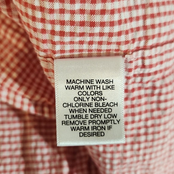 Roundtree & Yorke Men's Red Checkered Shirt Size 4XB Red Seersucker Shirt