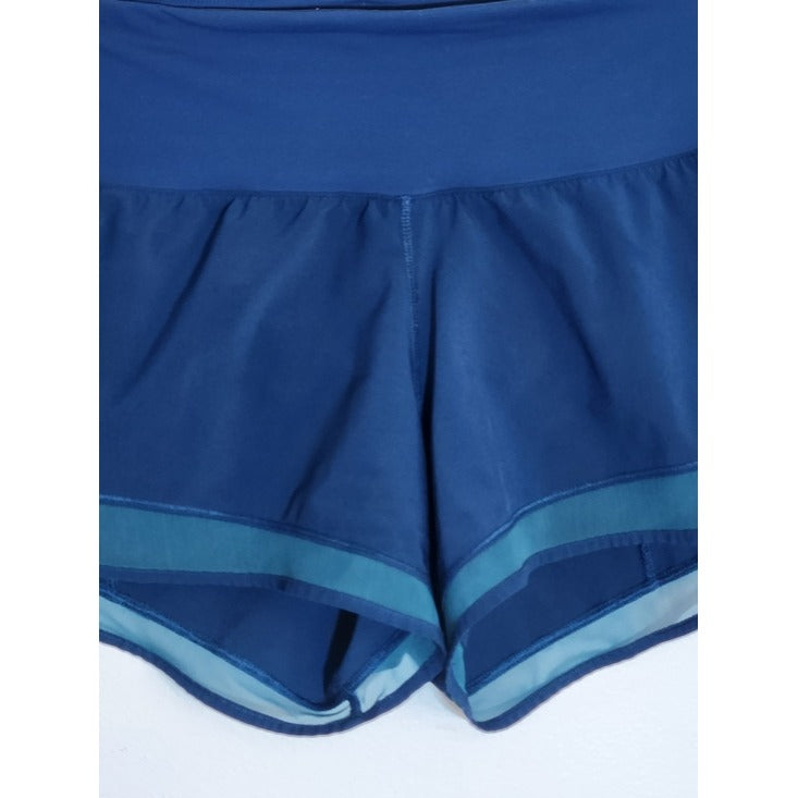 Lululemon Mind Over Miles Blue Shorts with Mesh Detail Size 4