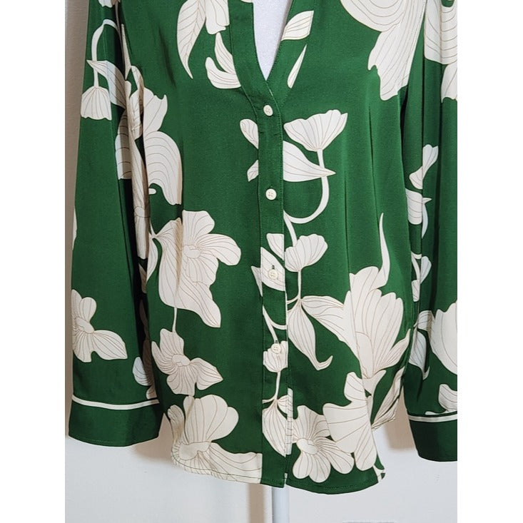 H&M Green Floral Buttondown Shirt Size Small