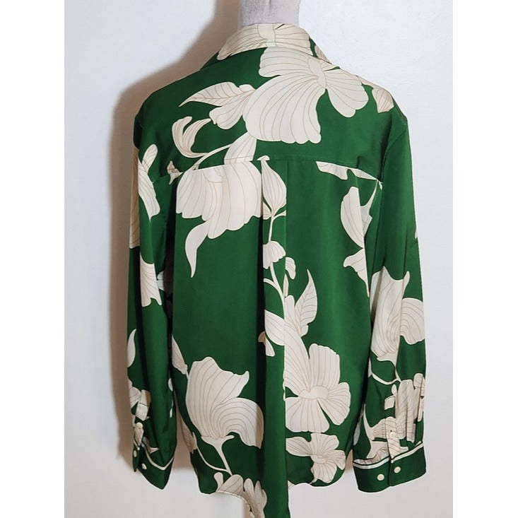 H&M Green Floral Buttondown Shirt Size Small