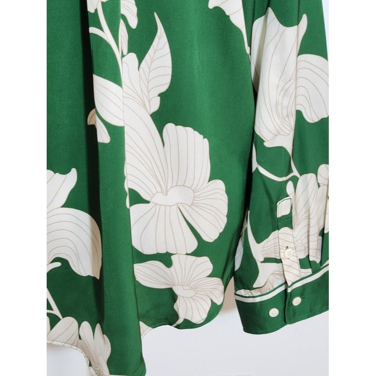 H&M Green Floral Buttondown Shirt Size Small