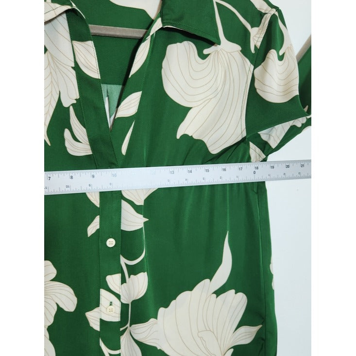 H&M Green Floral Buttondown Shirt Size Small
