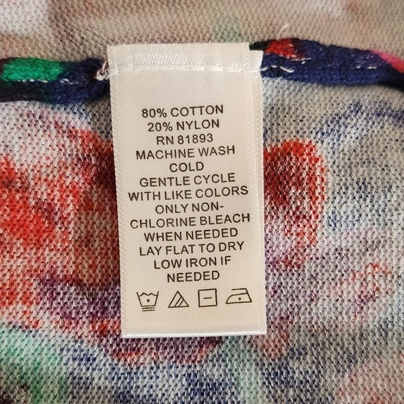 Isaac Mizrahi Navy Floral Print Button-Up Cardigan Sweater Size Large