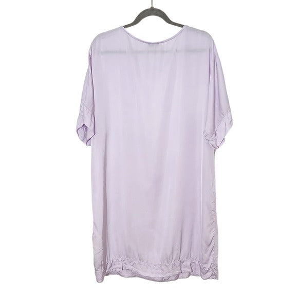 Sofia Light Purple Satin Tunic One Size Short Sleeve Purple Top