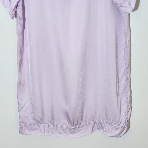 Sofia Light Purple Satin Tunic One Size Short Sleeve Purple Top