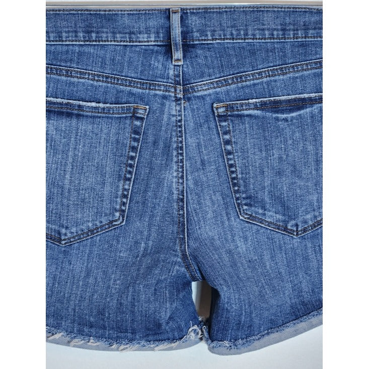 Loft Medium Wash Distressed Cuffed Denim Shorts Size 28