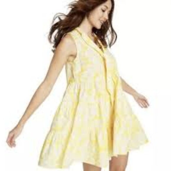 Lisa Marie Fernandez for Target Yellow Floral Tiered Mini Dress Size XXS