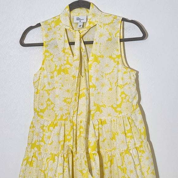 Lisa Marie Fernandez for Target Yellow Floral Tiered Mini Dress Size XXS