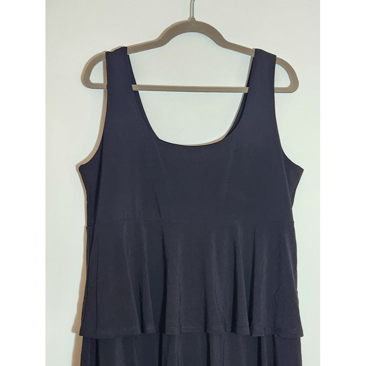 Tiana B Black Tiered Ruffle Tank Dress Size Large