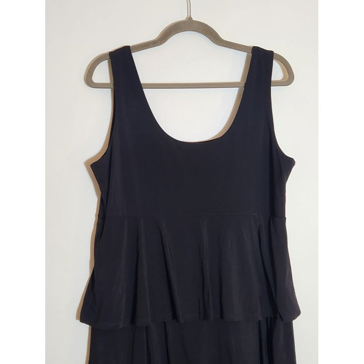 Tiana B Black Tiered Ruffle Tank Dress Size Large
