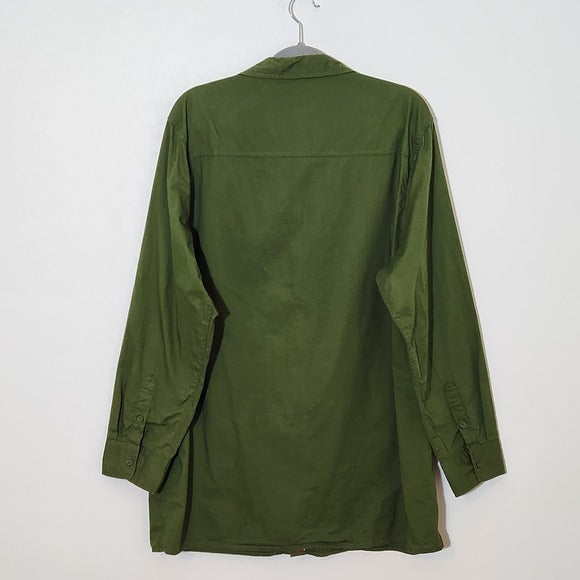 Star Wars Green Button-Up Shirt with Boba Fett Symbol Patch Size XL