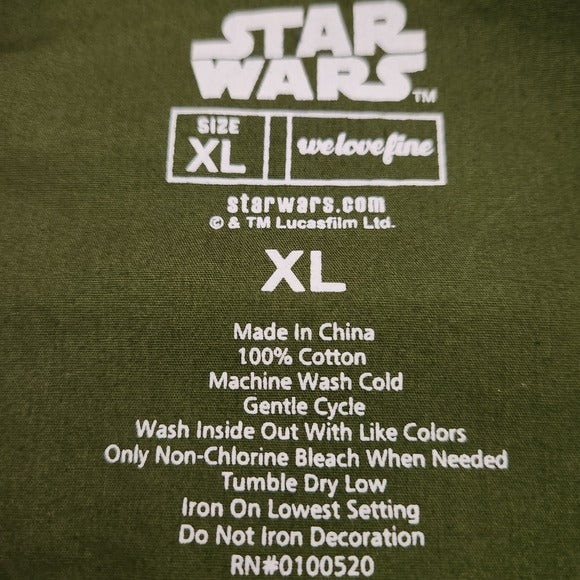Star Wars Green Button-Up Shirt with Boba Fett Symbol Patch Size XL