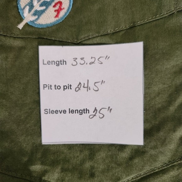 Star Wars Green Button-Up Shirt with Boba Fett Symbol Patch Size XL