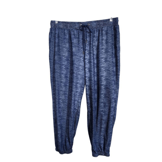 Robert Louis Blue Print Joggers Size XL Blue Cropped Jogger Pants