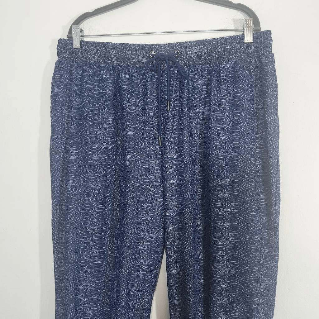 Robert Louis Blue Print Joggers Size XL Blue Cropped Jogger Pants