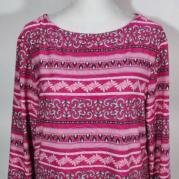 Croft & Barrow Pink Boatneck Blouse with 3/4 Sleeves Size Medium
