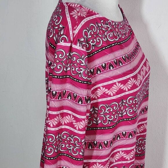Croft & Barrow Pink Boatneck Blouse with 3/4 Sleeves Size Medium