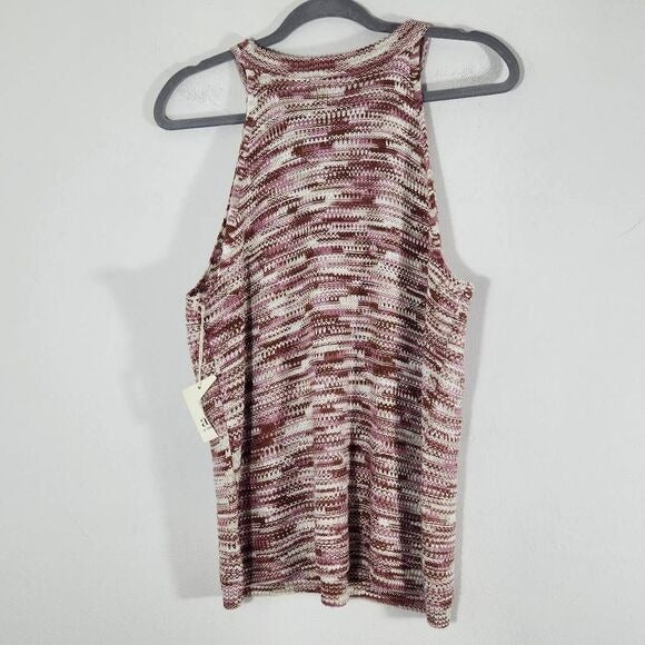 a.n.a Pink and Brown Sleeveless Knit Top Size XL NWOT Pink Halter Knit Top