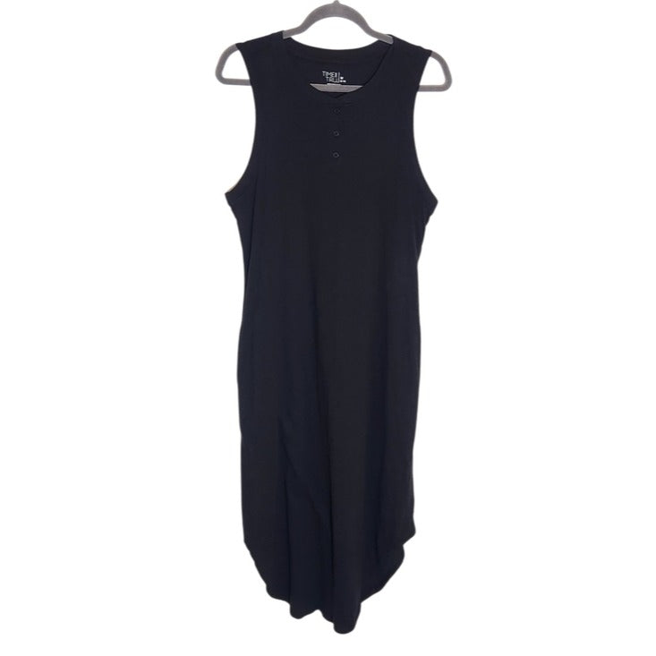 Time and Tru Black Sleeveless Henley Midi Tank Dress Size Medium NWT