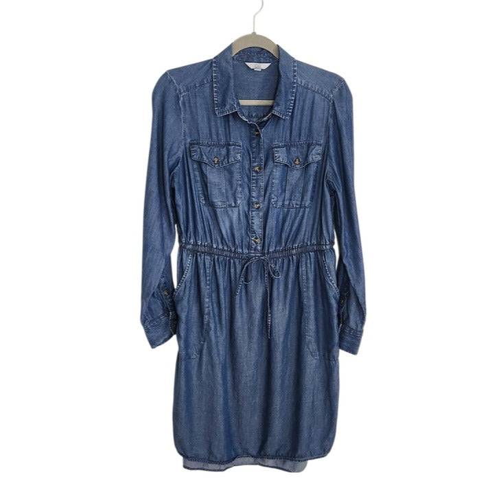 Time and Tru Dark Wash Chambray Mini Shirt Dress Size Medium