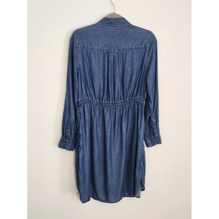 Time and Tru Dark Wash Chambray Mini Shirt Dress Size Medium