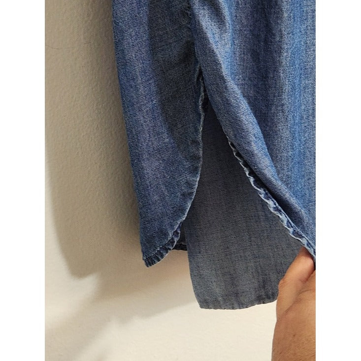 Time and Tru Dark Wash Chambray Mini Shirt Dress Size Medium