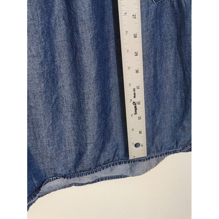 Time and Tru Dark Wash Chambray Mini Shirt Dress Size Medium