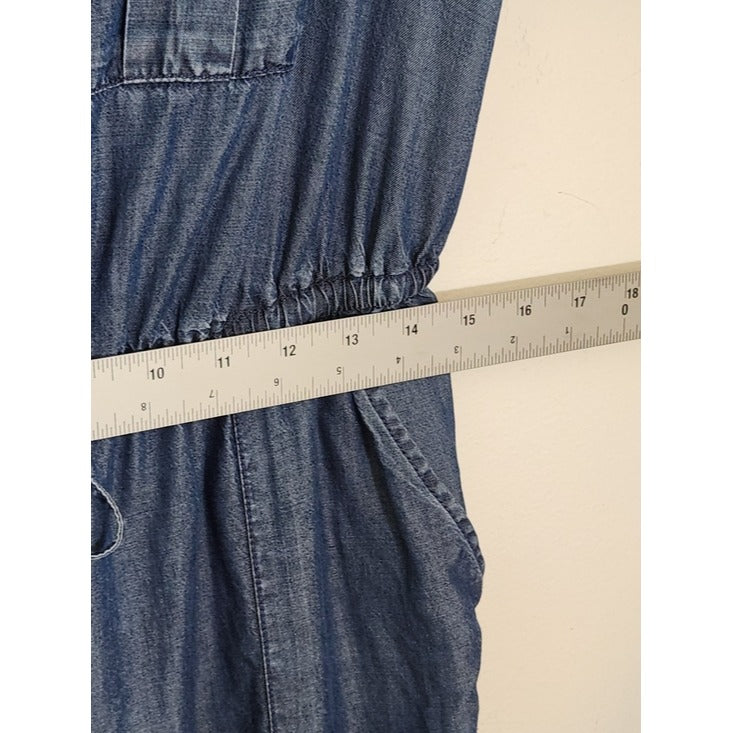 Time and Tru Dark Wash Chambray Mini Shirt Dress Size Medium