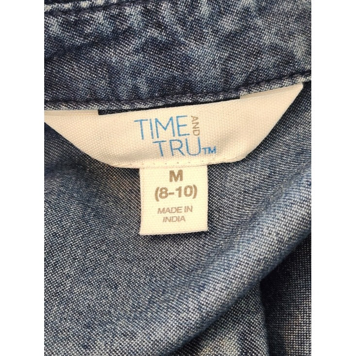 Time and Tru Dark Wash Chambray Mini Shirt Dress Size Medium