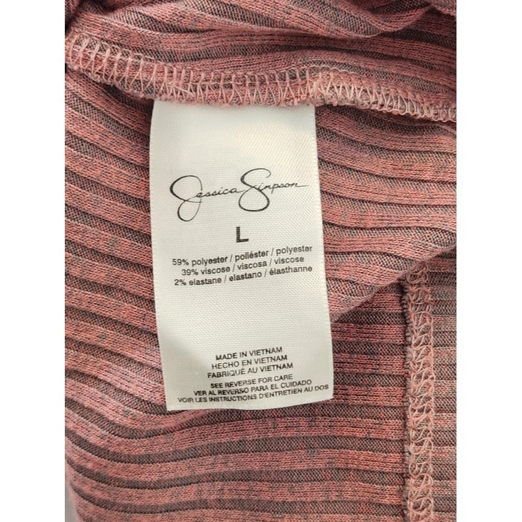 Jessica Simpson Pink and Gray Ribbed Ruffle Cap Sleeve Top Size Large