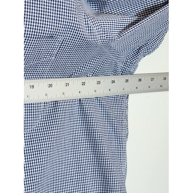 Club Room Navy and White Gingham Check Dress Shirt Size 17 34/35