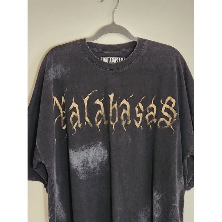 Valabasas Black Distressed Oversized T-Shirt Size Medium