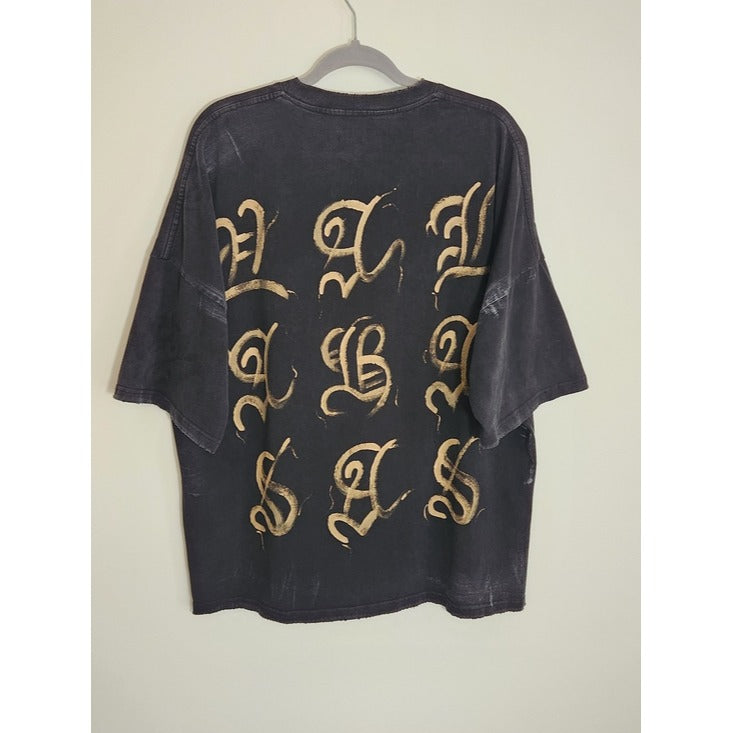 Valabasas Black Distressed Oversized T-Shirt Size Medium