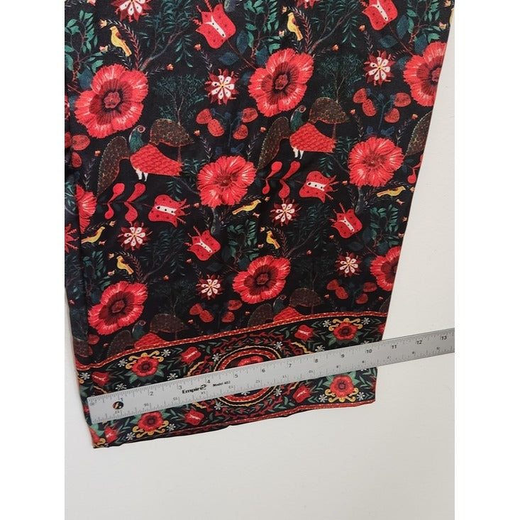 Philosophy Black and Red Floral Print Wide Leg Pants Size Large