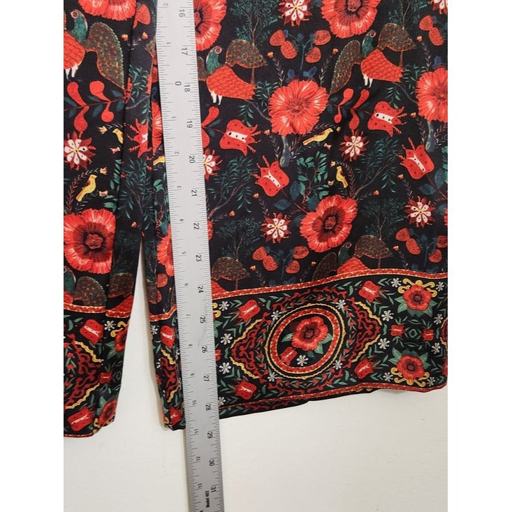 Philosophy Black and Red Floral Print Wide Leg Pants Size Large