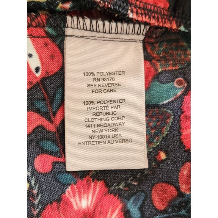 Philosophy Black and Red Floral Print Wide Leg Pants Size Large
