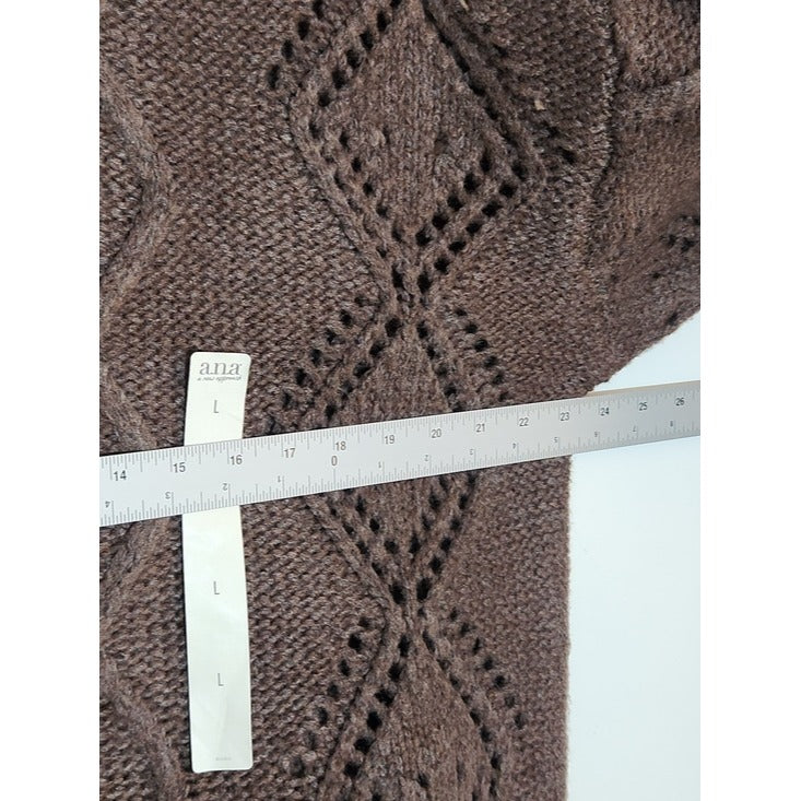 a.n.a Brown Cable Knit Fuzzy Sweater Size Large NWT