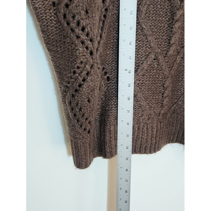 a.n.a Brown Cable Knit Fuzzy Sweater Size Large NWT